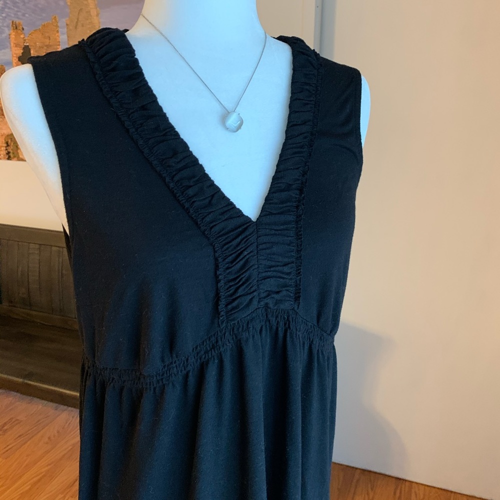 Liz Claiborne Cotton Dress Empire Waist- Black - Picture 2 of 6